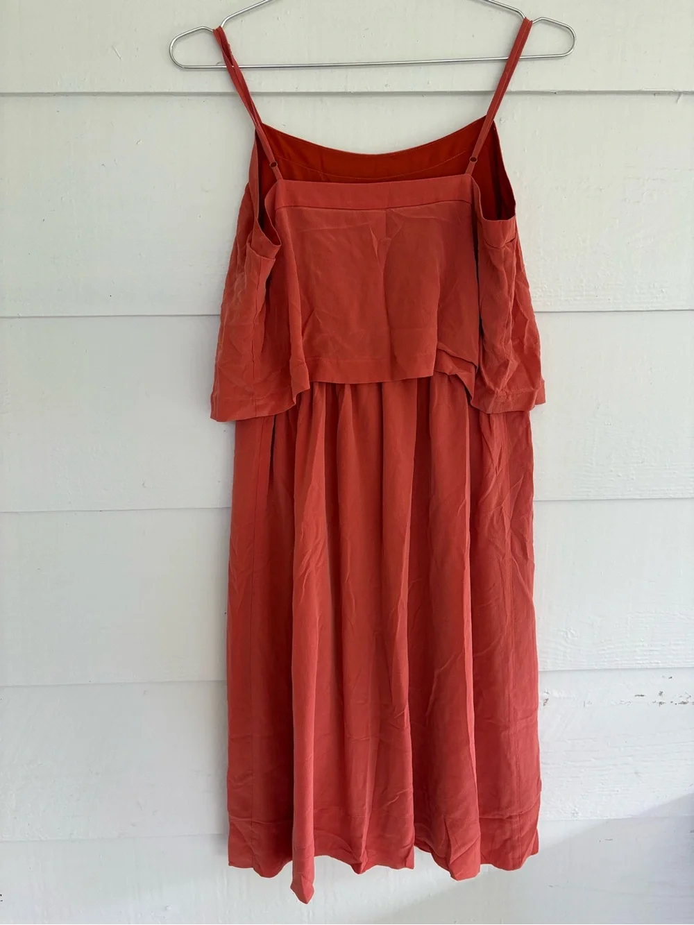 Madewell 100% Silk Midi Dress Size 4 Burnt Orange Layered Sleeveless Cottagecore
